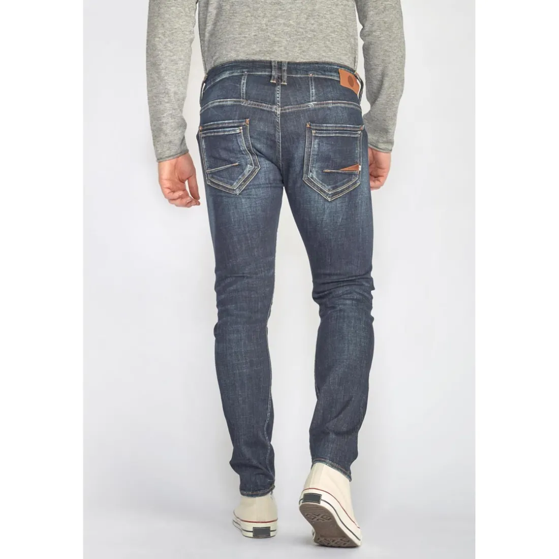 Jeans tapered 916, 7/8ème bleu en coton Myles