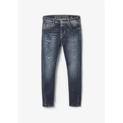 Jeans tapered 916, 7/8ème bleu en coton Myles