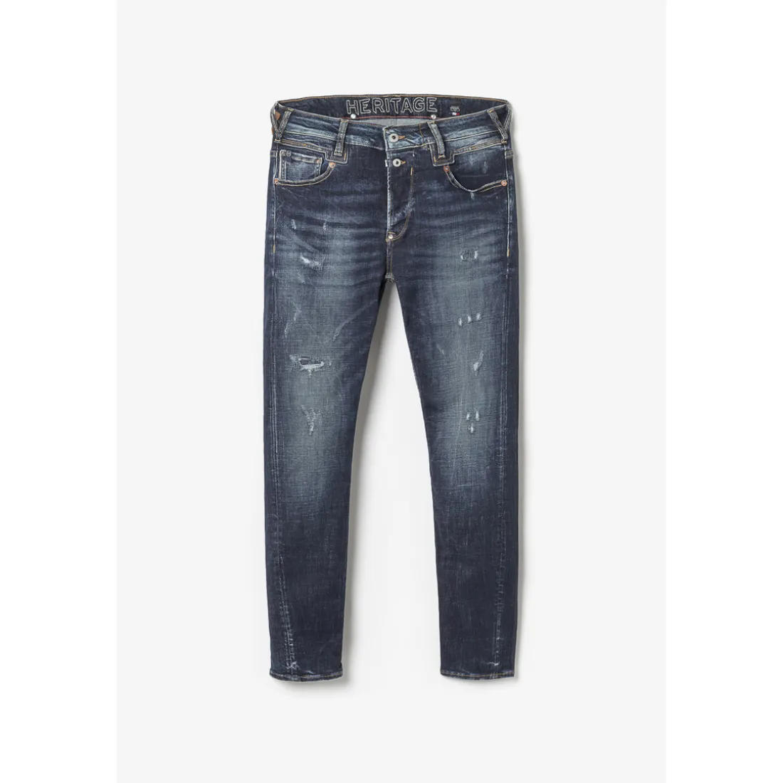 Jeans tapered 916, 7/8ème bleu en coton Myles