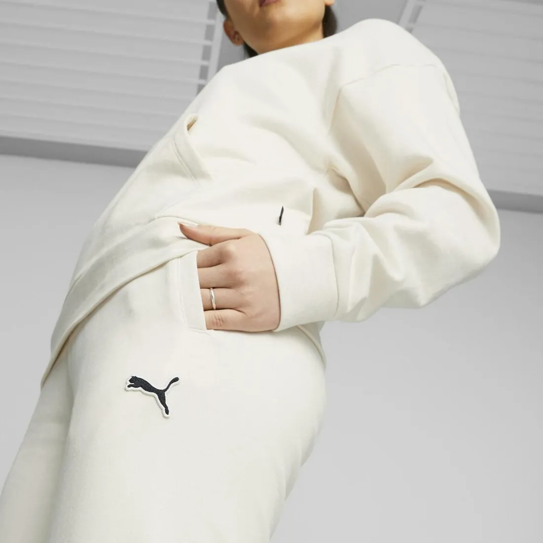 Jogging femme ESS blanc en coton