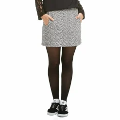 Jupe courte esprit jacquard femme See U Soon - Noir gris