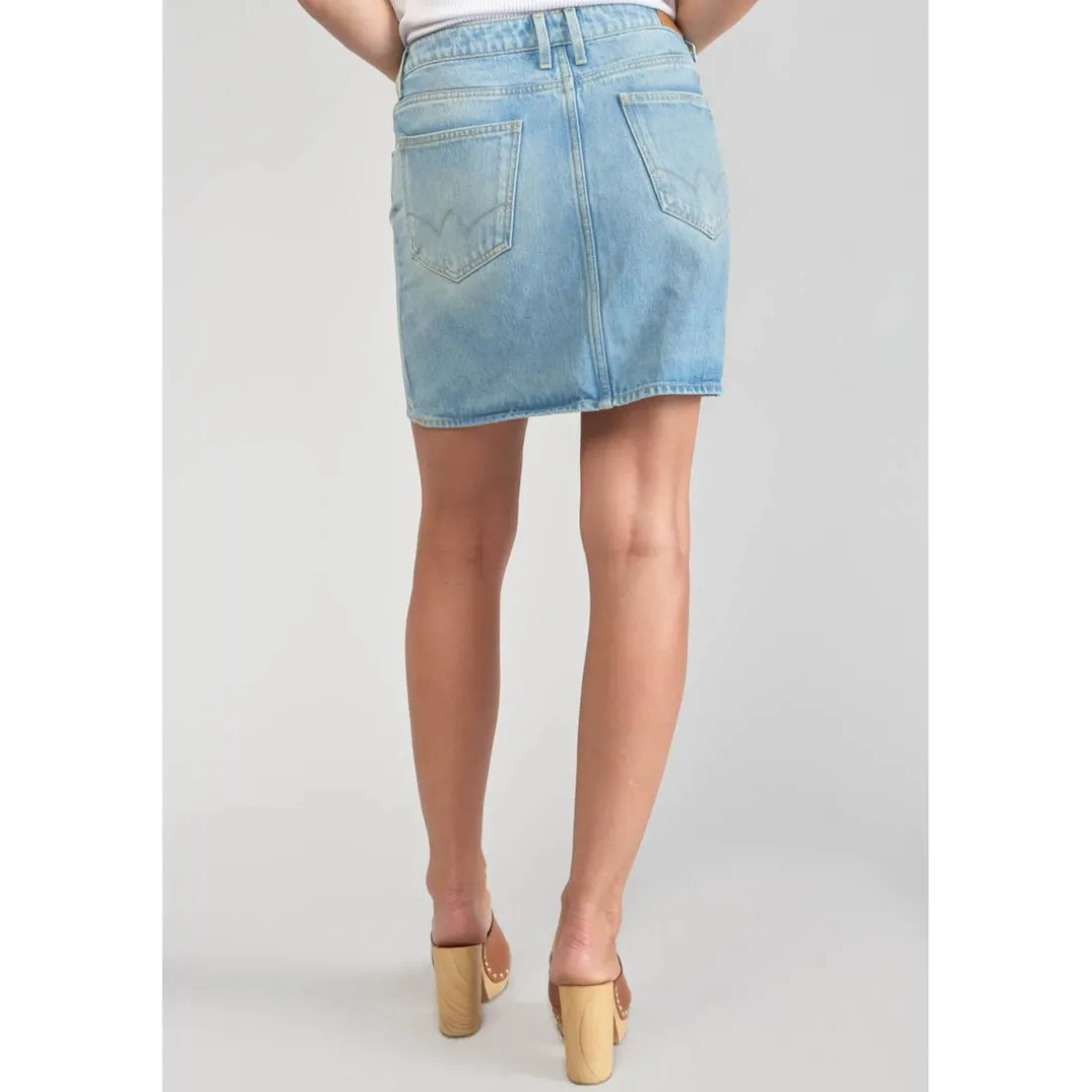 Jupe droite en jeans ALOFI bleu Dot
