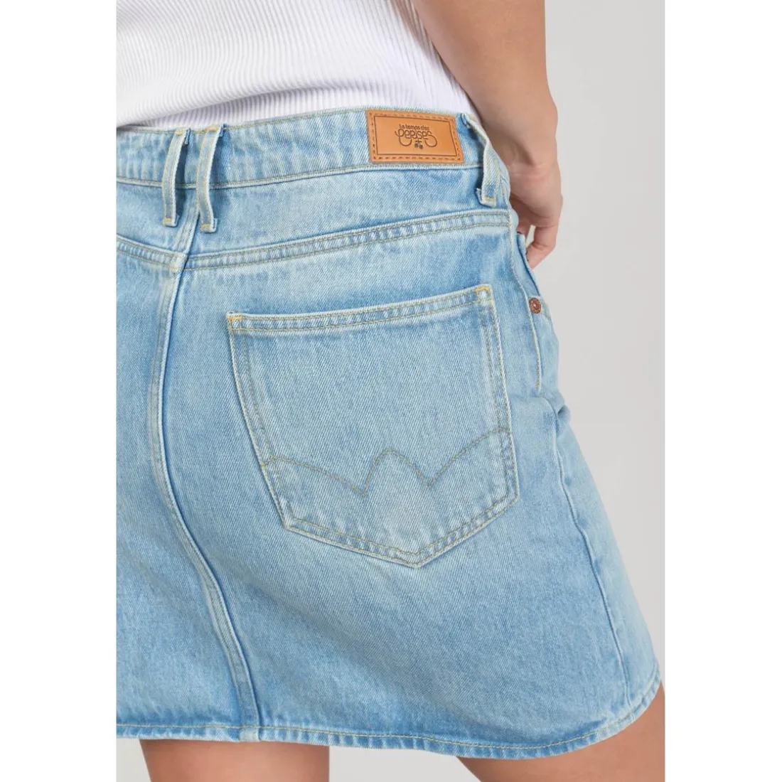 Jupe droite en jeans ALOFI bleu Dot