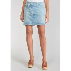 Jupe droite en jeans ALOFI bleu Dot