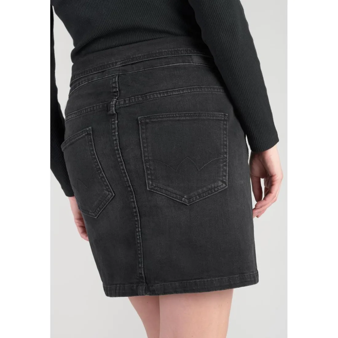 Jupe droite en jeans CALLAS noir