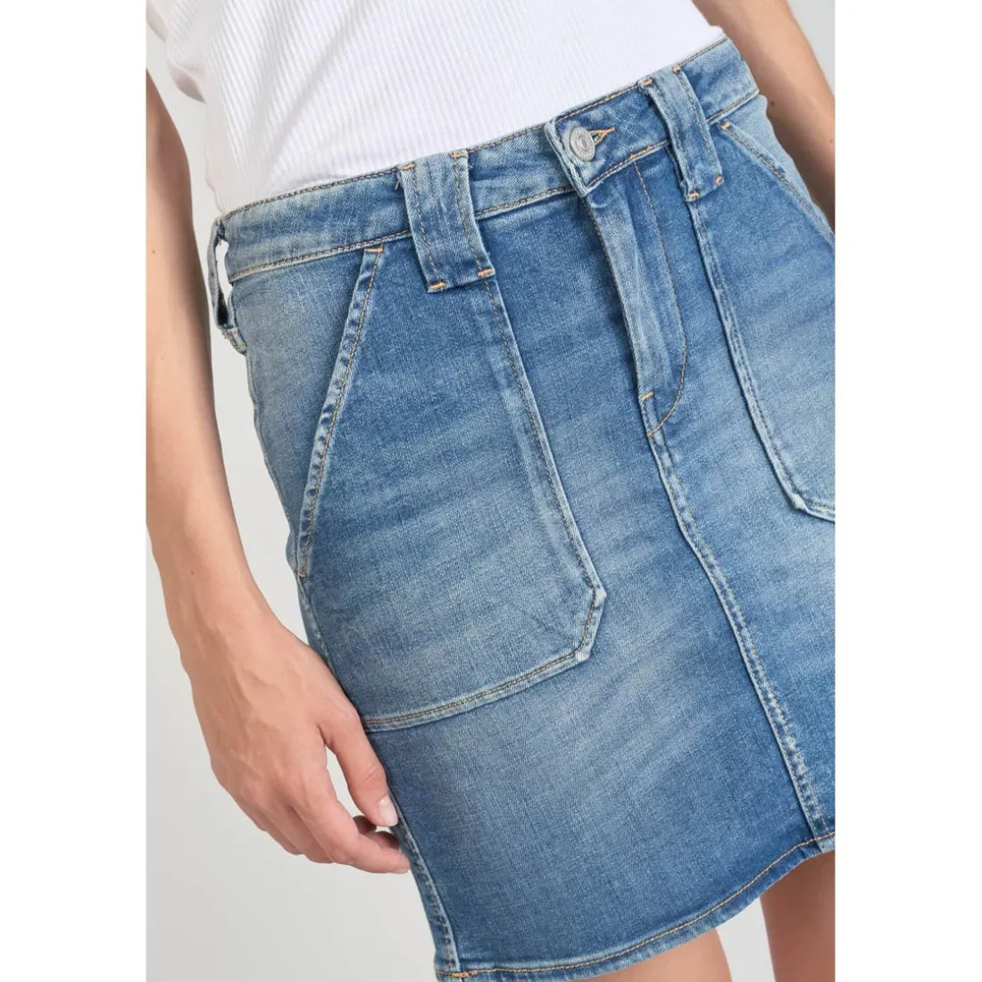 Jupe droite en jeans CARY bleu
