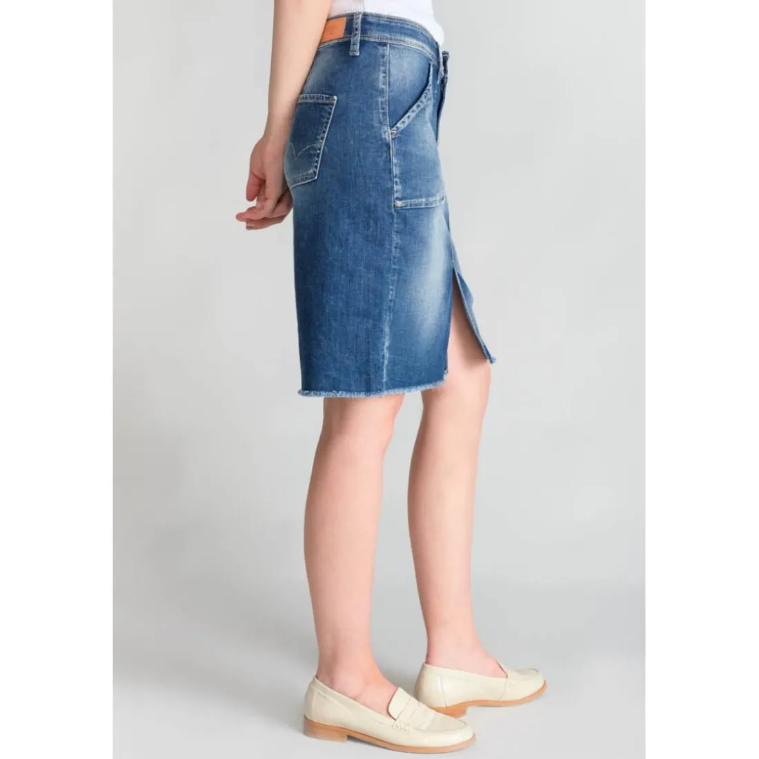 Jupe droite en jeans LEDISI bleu Ora