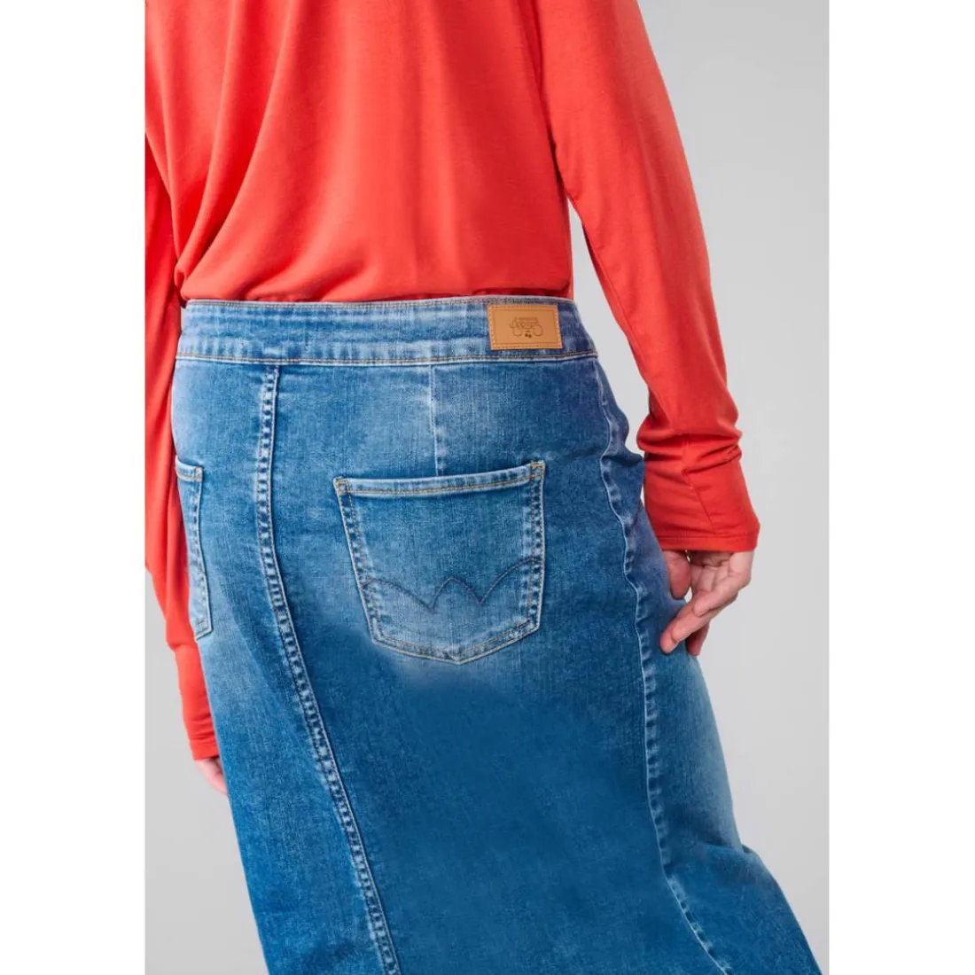 Jupe droite en jeans RAPHI bleu Elle