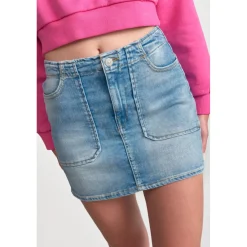Jupe fille, droite en jeans ZAZA bleu Tara