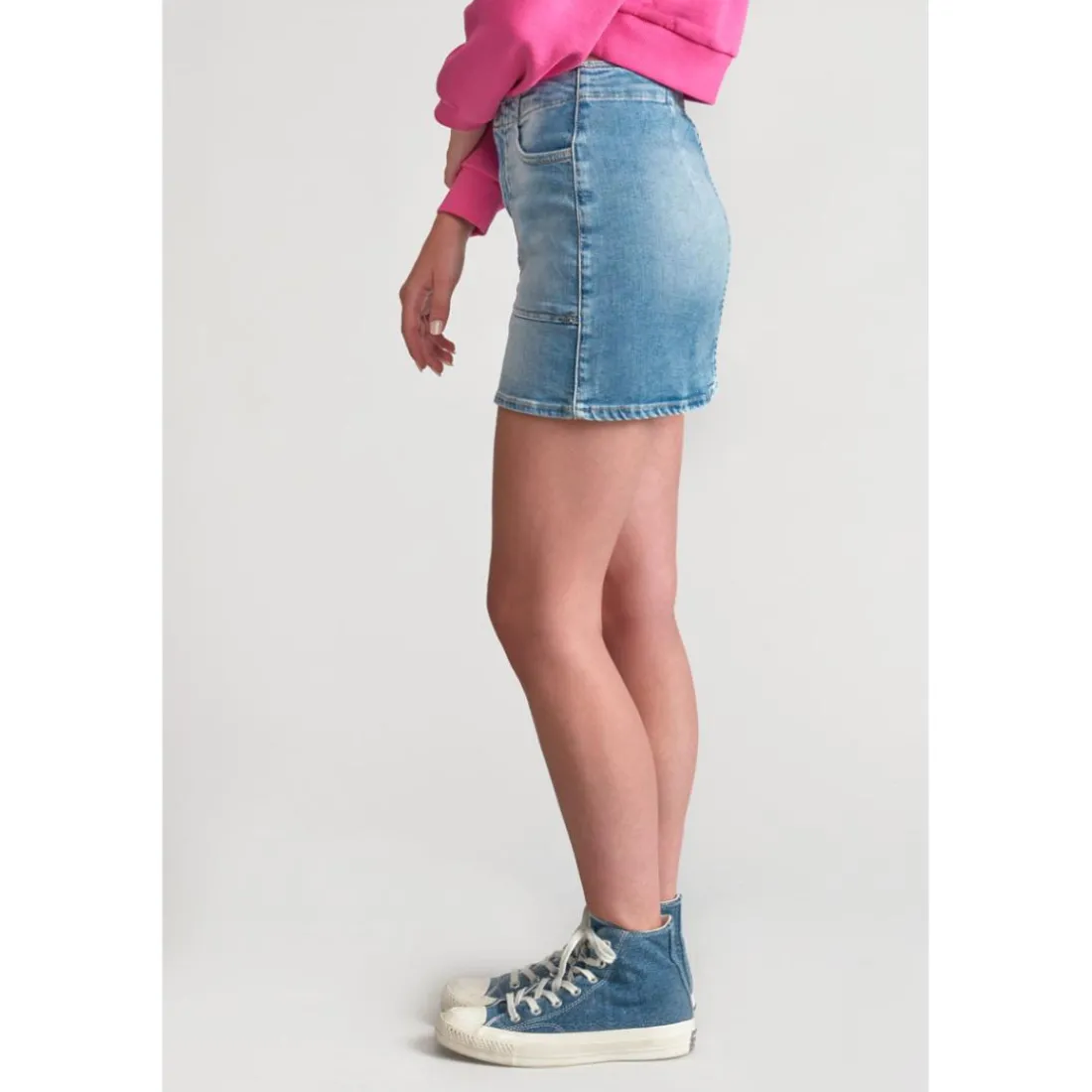 Jupe fille, droite en jeans ZAZA bleu Tara