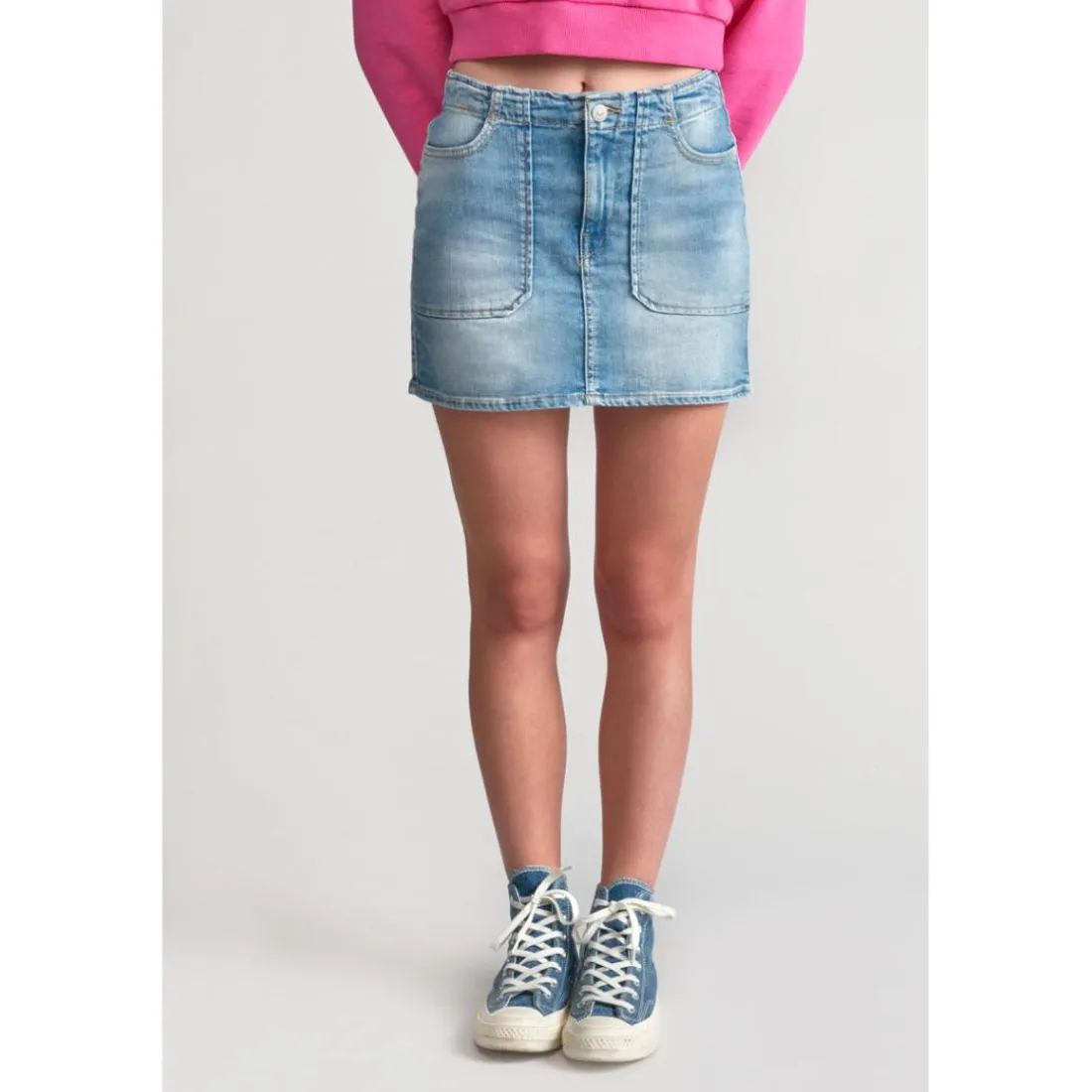 Jupe fille, droite en jeans ZAZA bleu Tara