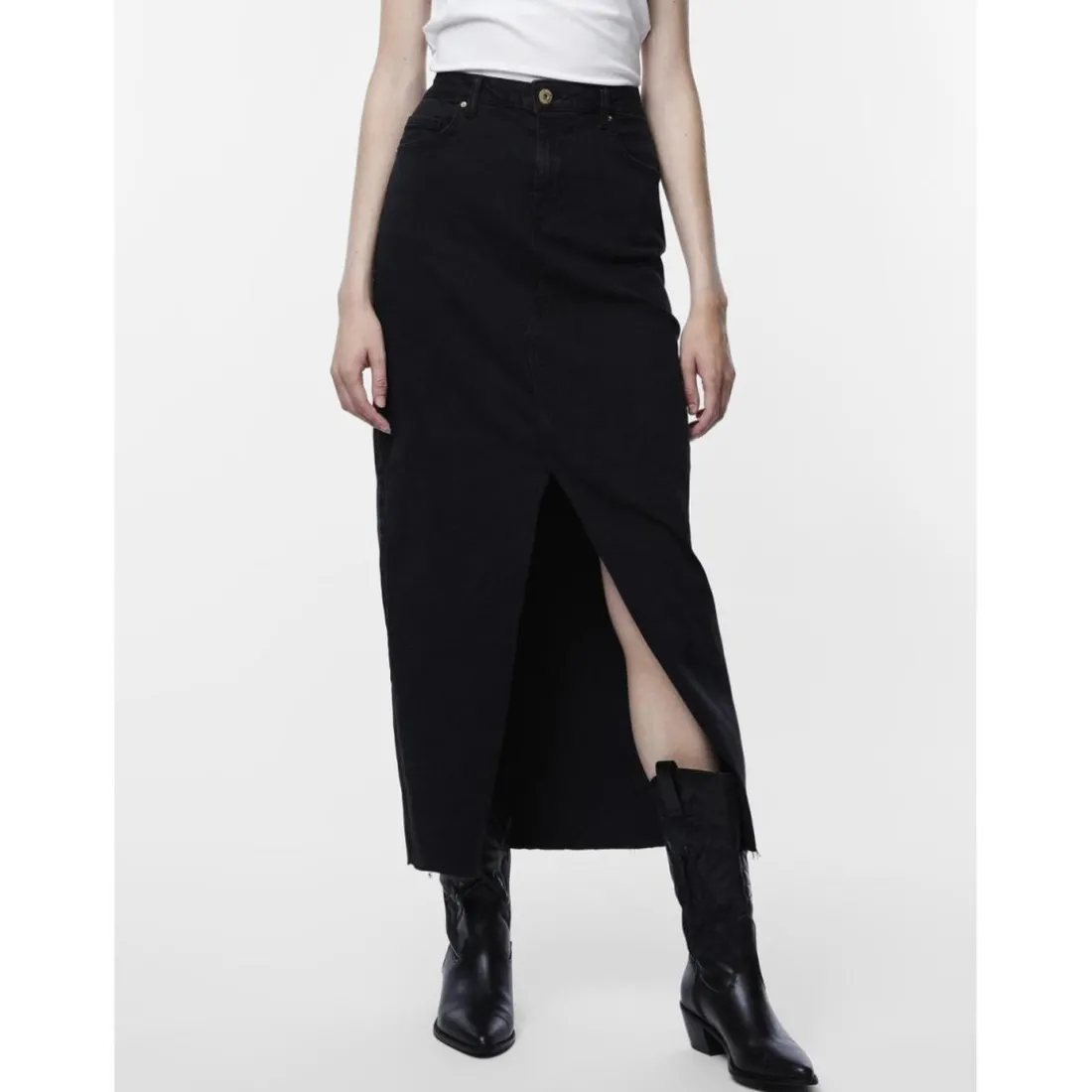 Jupe longue en denim noir