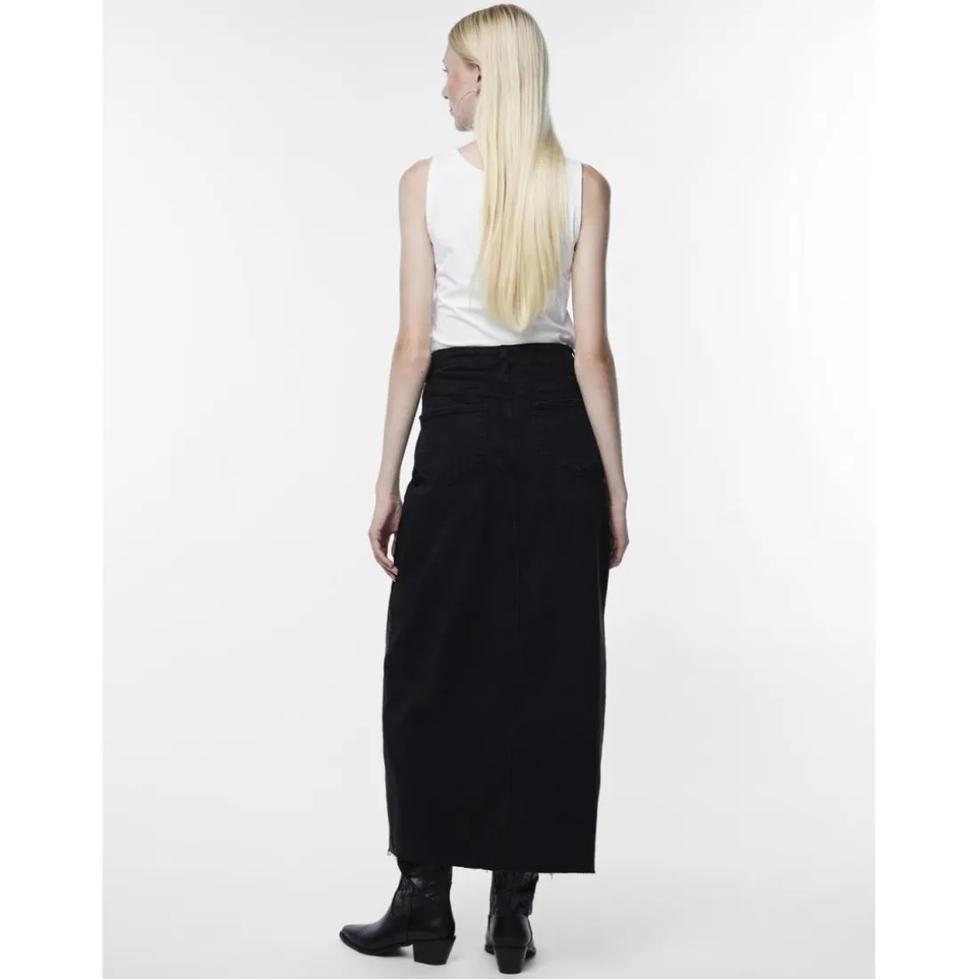 Jupe longue en denim noir