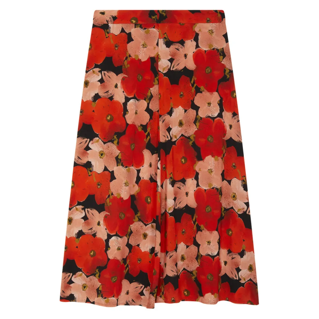 Jupe longue imprimée coquelicat - Clotilde rouge en viscose