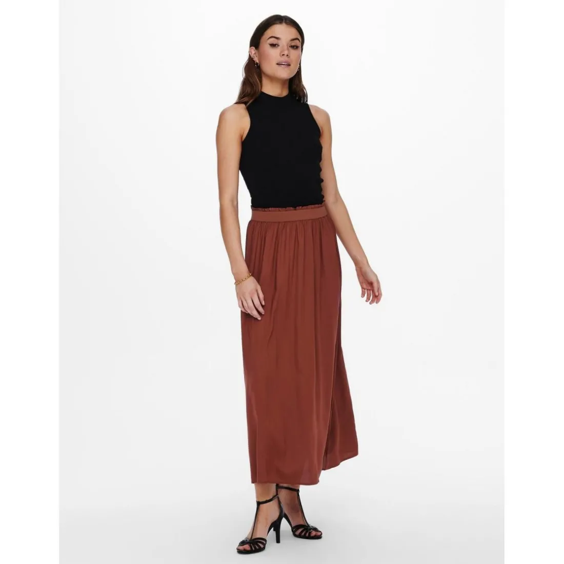 Jupe marron en viscose