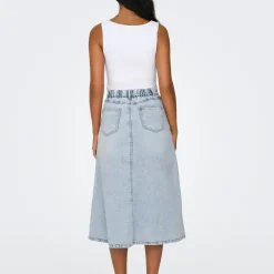 Jupe midi ONLMINDY - Bleu Lyra en coton