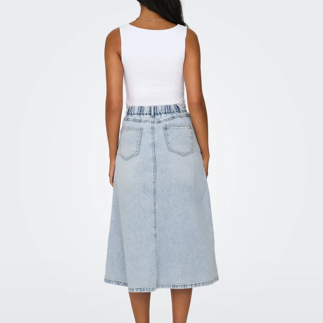 Jupe midi ONLMINDY - Bleu Lyra en coton