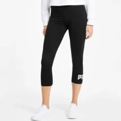 Legging 3/4 femme W ESS 3/4 LOGO noir en coton