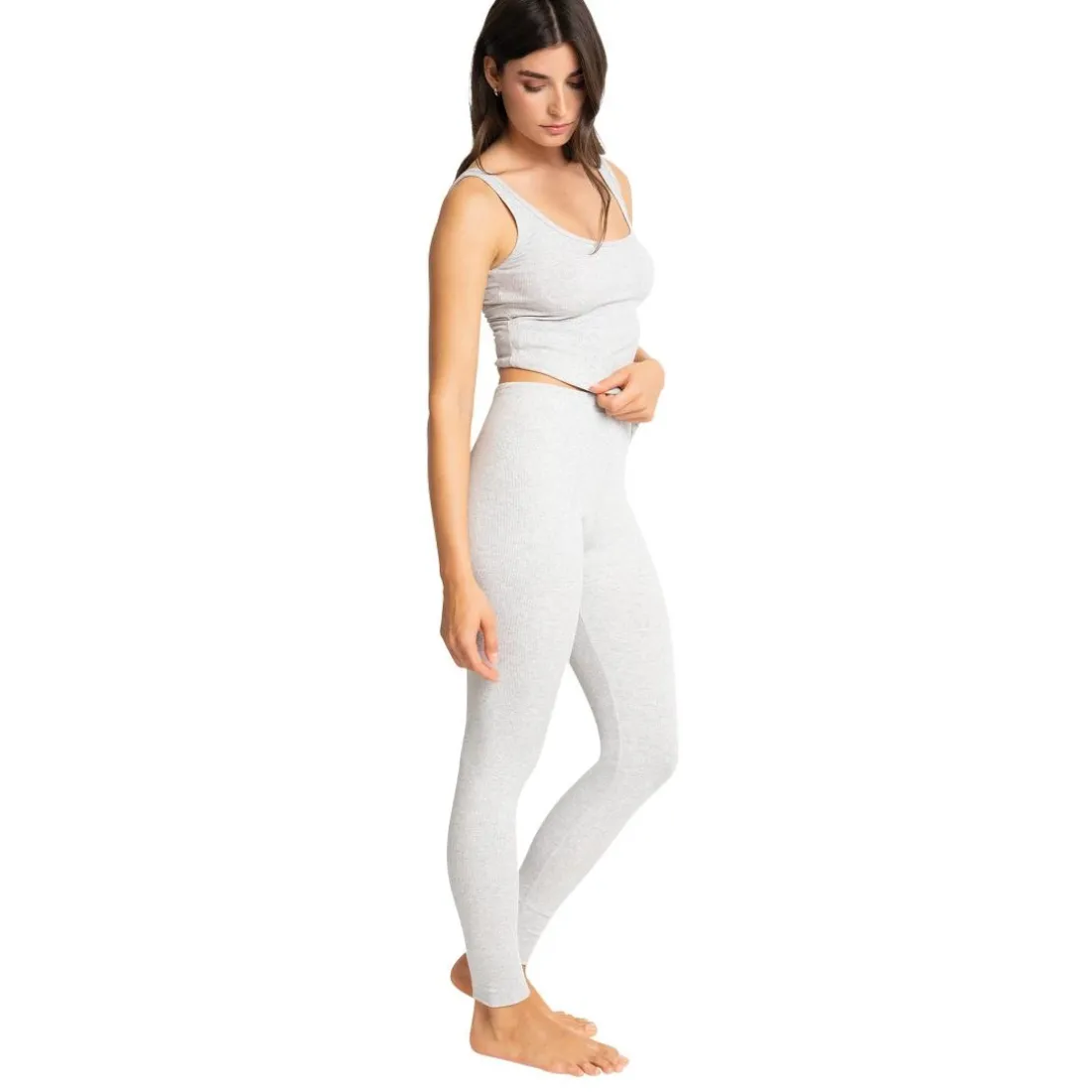 Legging taille haute en coton - Gris
