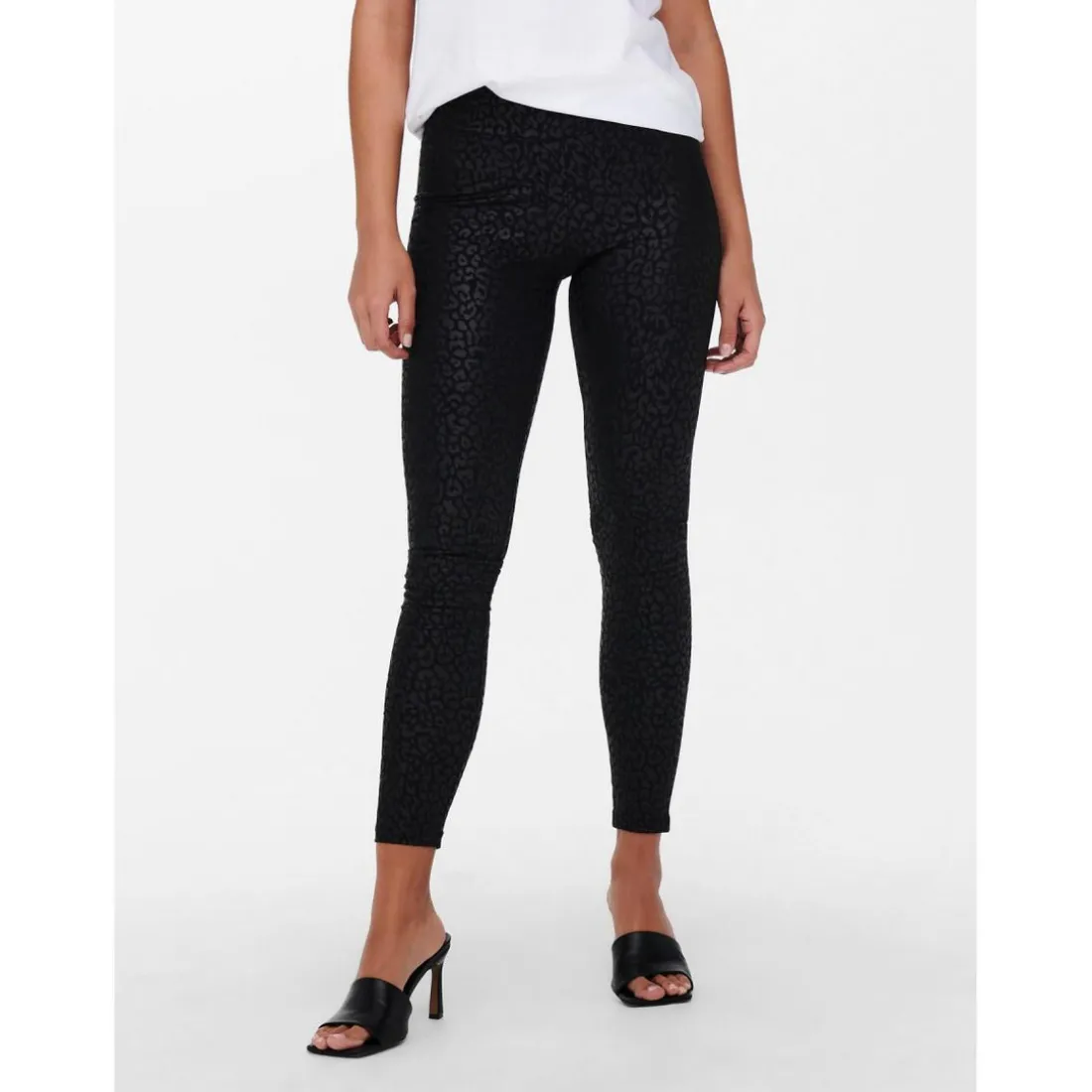 Leggings Imprimé all over Ceinture élastiquée noir en coton Isa