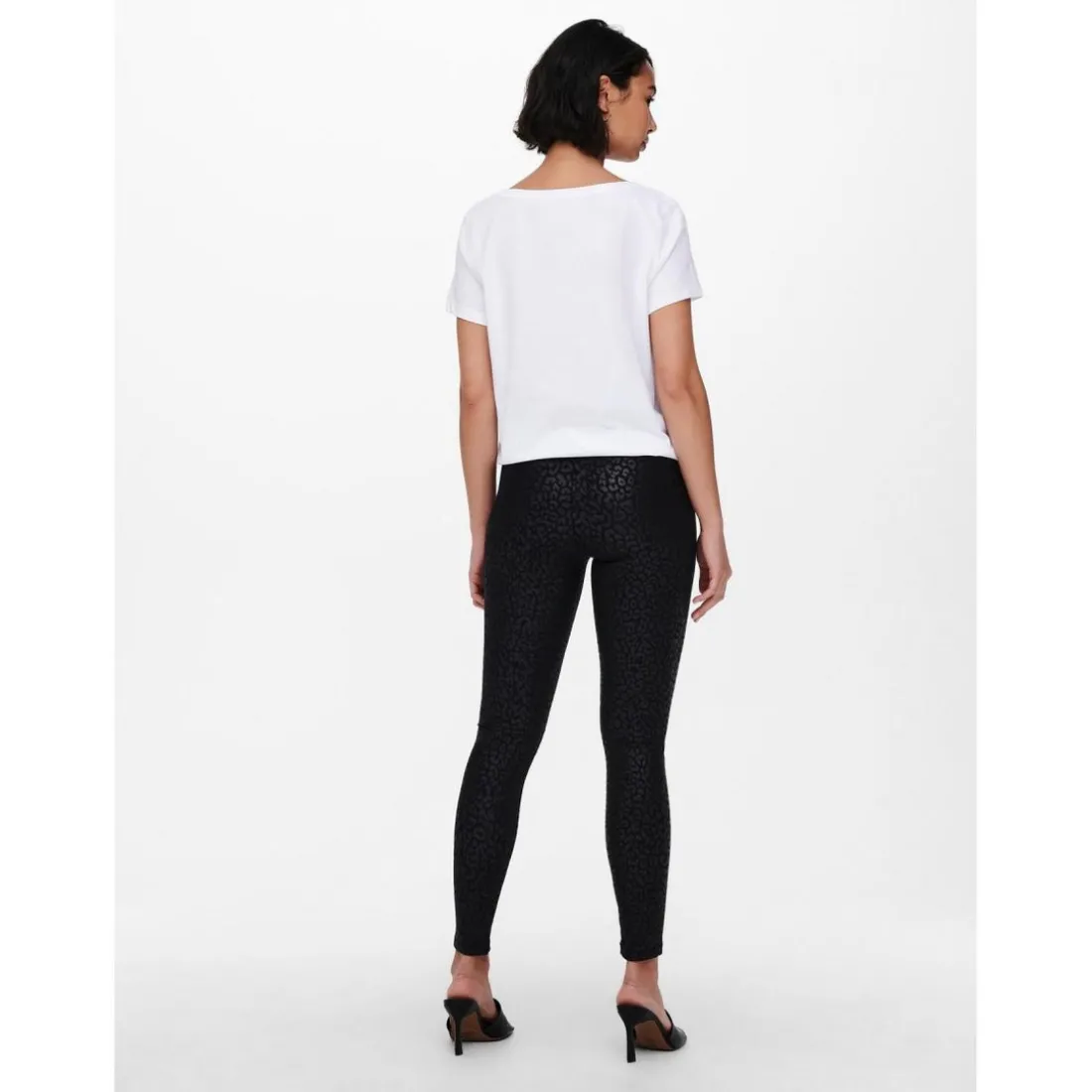 Leggings Imprimé all over Ceinture élastiquée noir en coton Isa