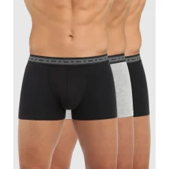 Lot 3 Boxer homme noir/gris perle en coton