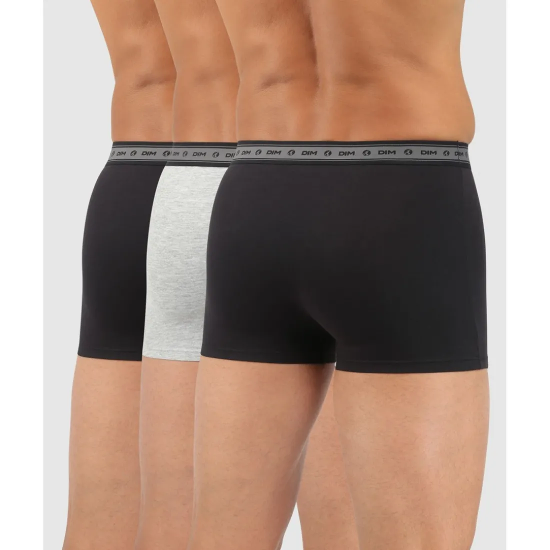 Lot 3 Boxer homme noir/gris perle en coton
