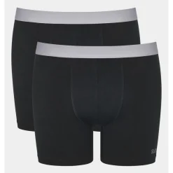 Lot de 2 boxer long homme noir en coton blanc