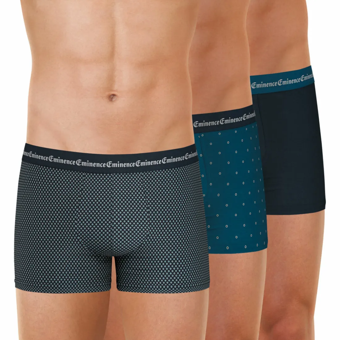 Lot de 3 boxers Business Print bleu en coton pour homme