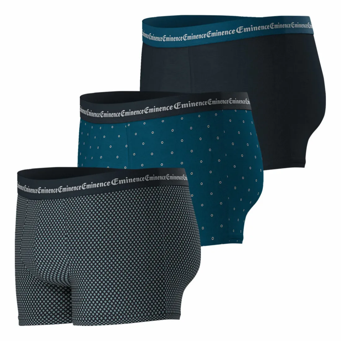 Lot de 3 boxers Business Print bleu en coton pour homme