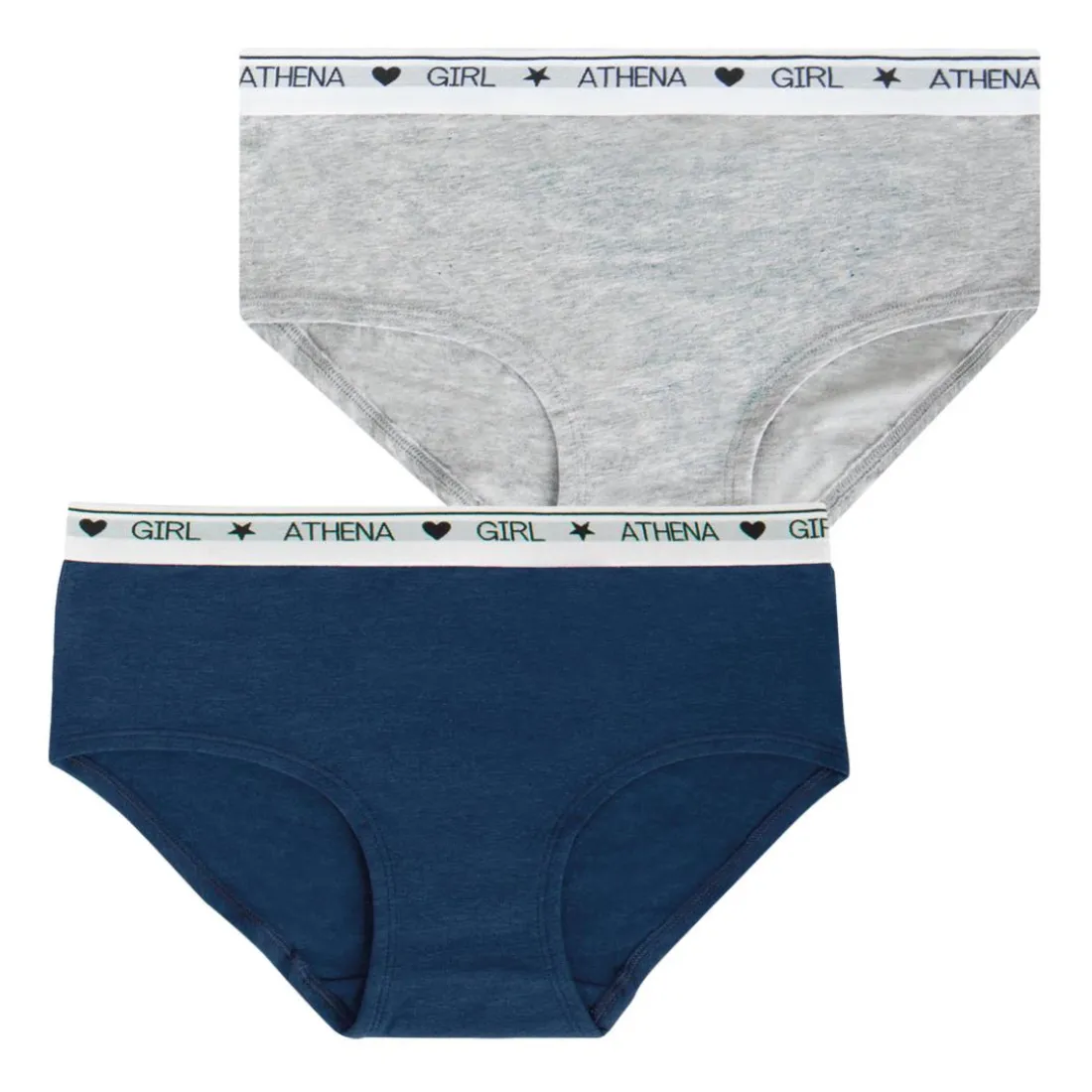 Lot de 2 boxers fille Coton Ultra Doux Athena Fille gris