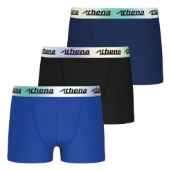 Lot de 3 boxers garçon Color Athena bleu en coton