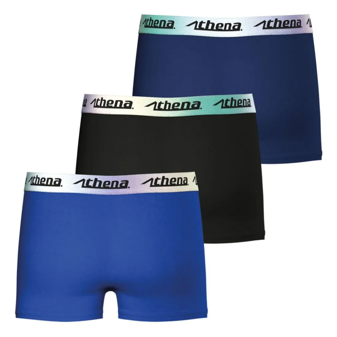 Lot de 3 boxers garçon Color Athena bleu en coton