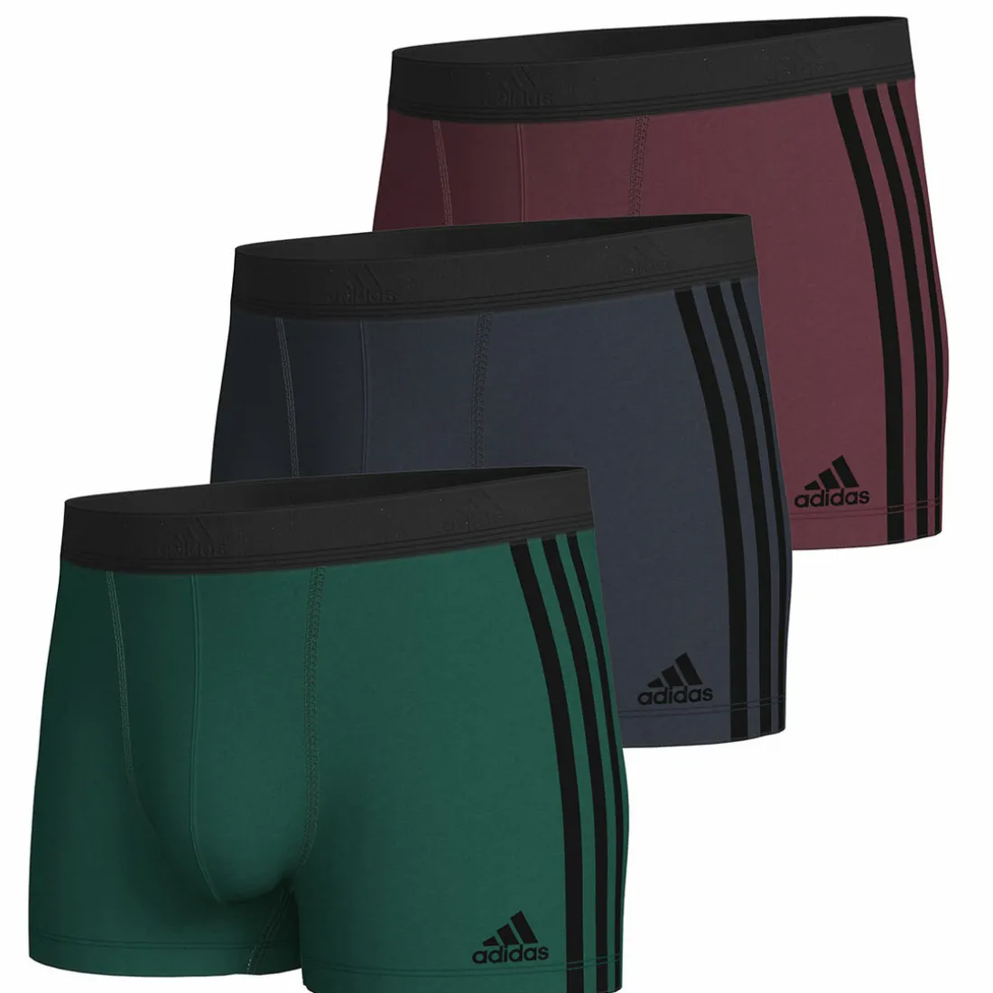 Lot de 3 boxers homme Active Flex Coton 3 Stripes Adidas vert
