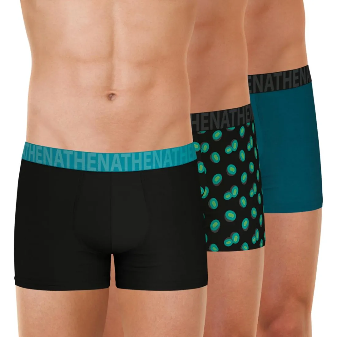 Lot de 3 boxers homme Easy Fun Athena vert en coton