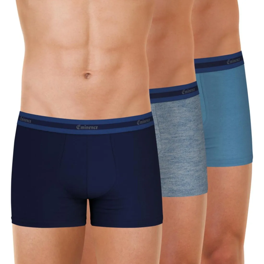 Lot de 3 boxers homme Sélection Coton Bio Eminence bleu