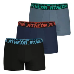 Lot de 3 boxers homme Trio Essentiel Athena multicolore en coton bleu