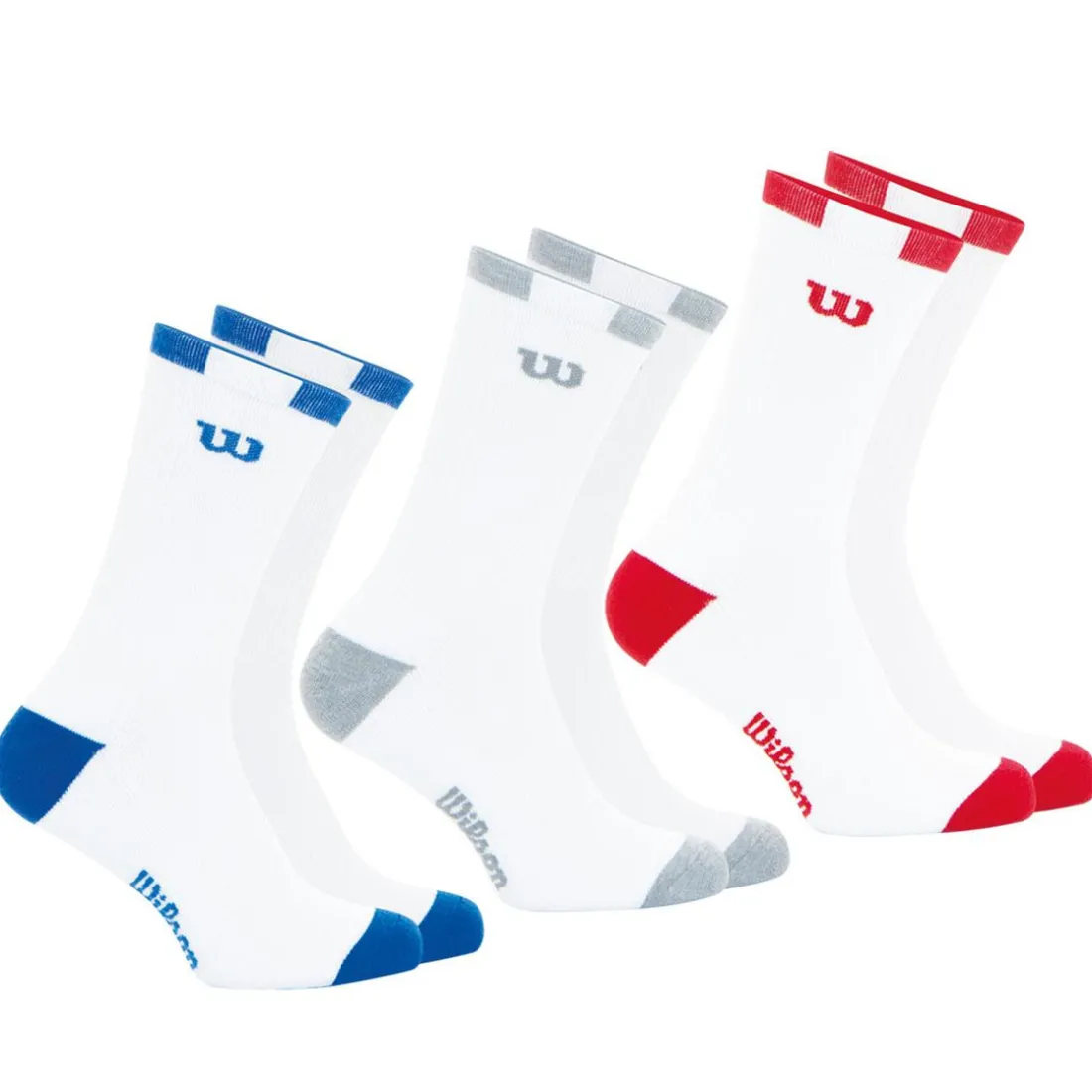 Lot de 3 paires de chaussettes mi-hautes homme Lifestyle Wilson Blanc en coton