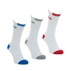 Lot de 3 paires de chaussettes mi-hautes homme Lifestyle Wilson Blanc en coton