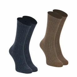 Lot de 2 paires de chaussettes mi-hautes en Coton Peigné bleu Fait en France pour homme