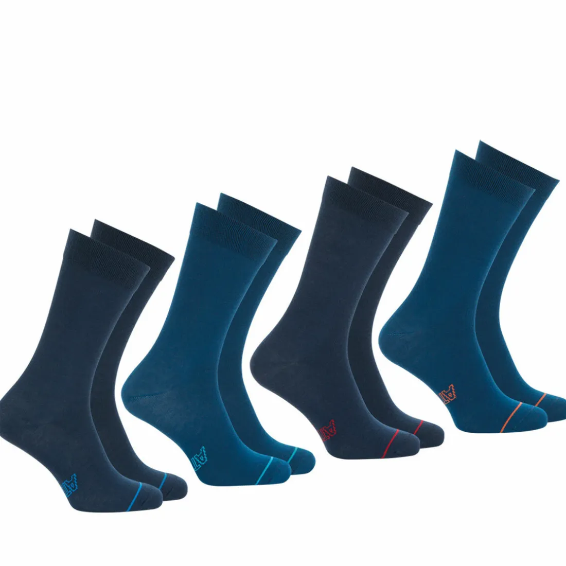 Lot de 4 paires de chaussettes hautes crew Ecopack Bleu en coton
