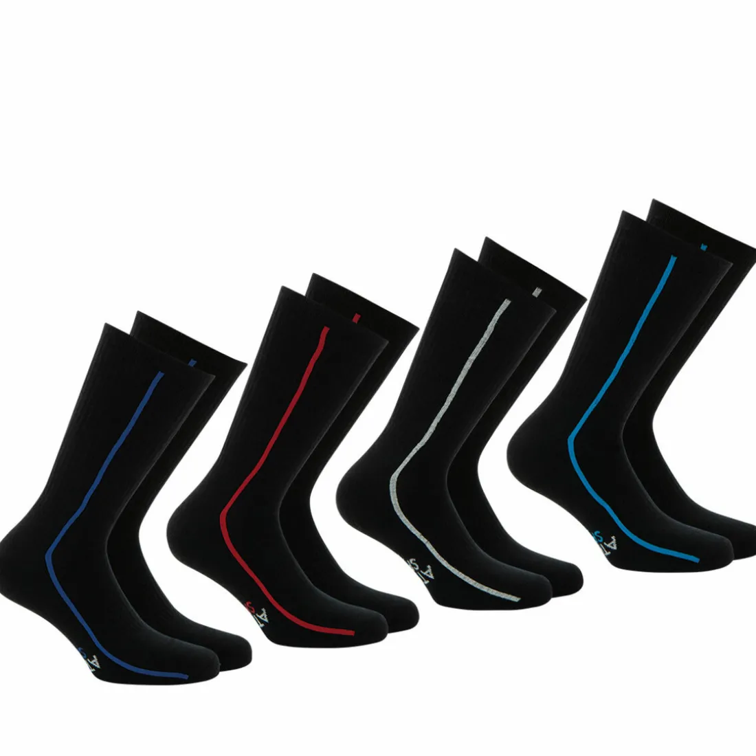 Lot de 4 paires de chaussettes de sport mi-hautes - Noir en coton