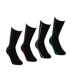 Lot de 4 paires de chaussettes de sport mi-hautes - Noir en coton