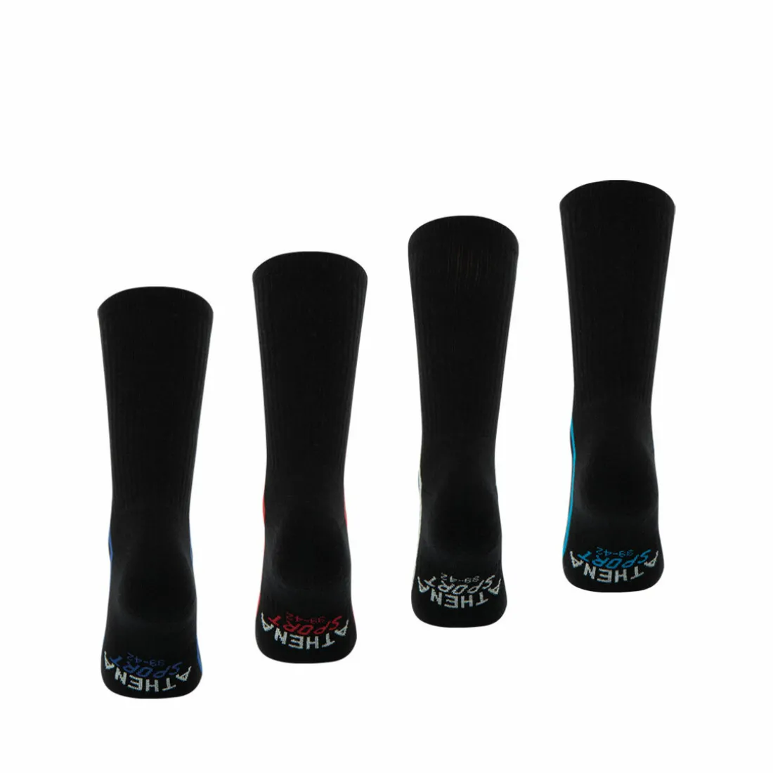 Lot de 4 paires de chaussettes de sport mi-hautes - Noir en coton