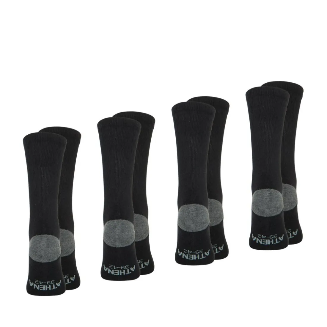 Lot de 4 paires de chaussettes mi-hautes homme Ecopack Sport Athena noir en coton