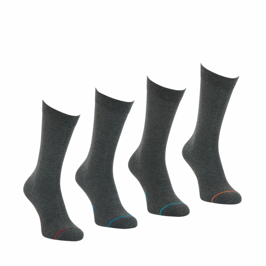 Lot de 4 paires de chaussettes hautes - Gris en coton
