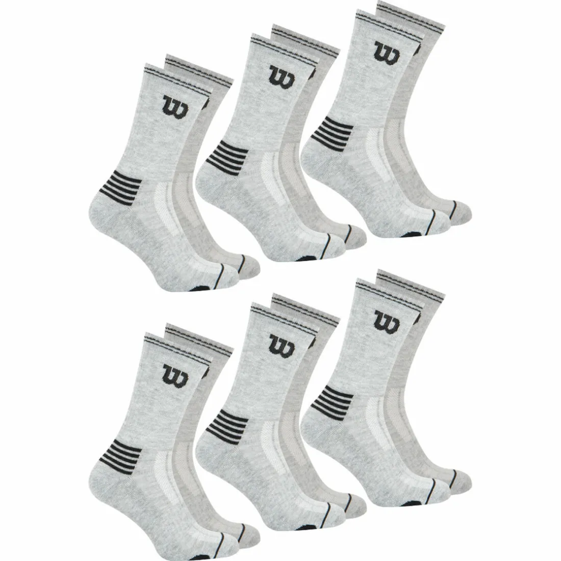 Lot de 6 paires de chaussettes mi-hautes homme Essentiel Wilson gris en coton
