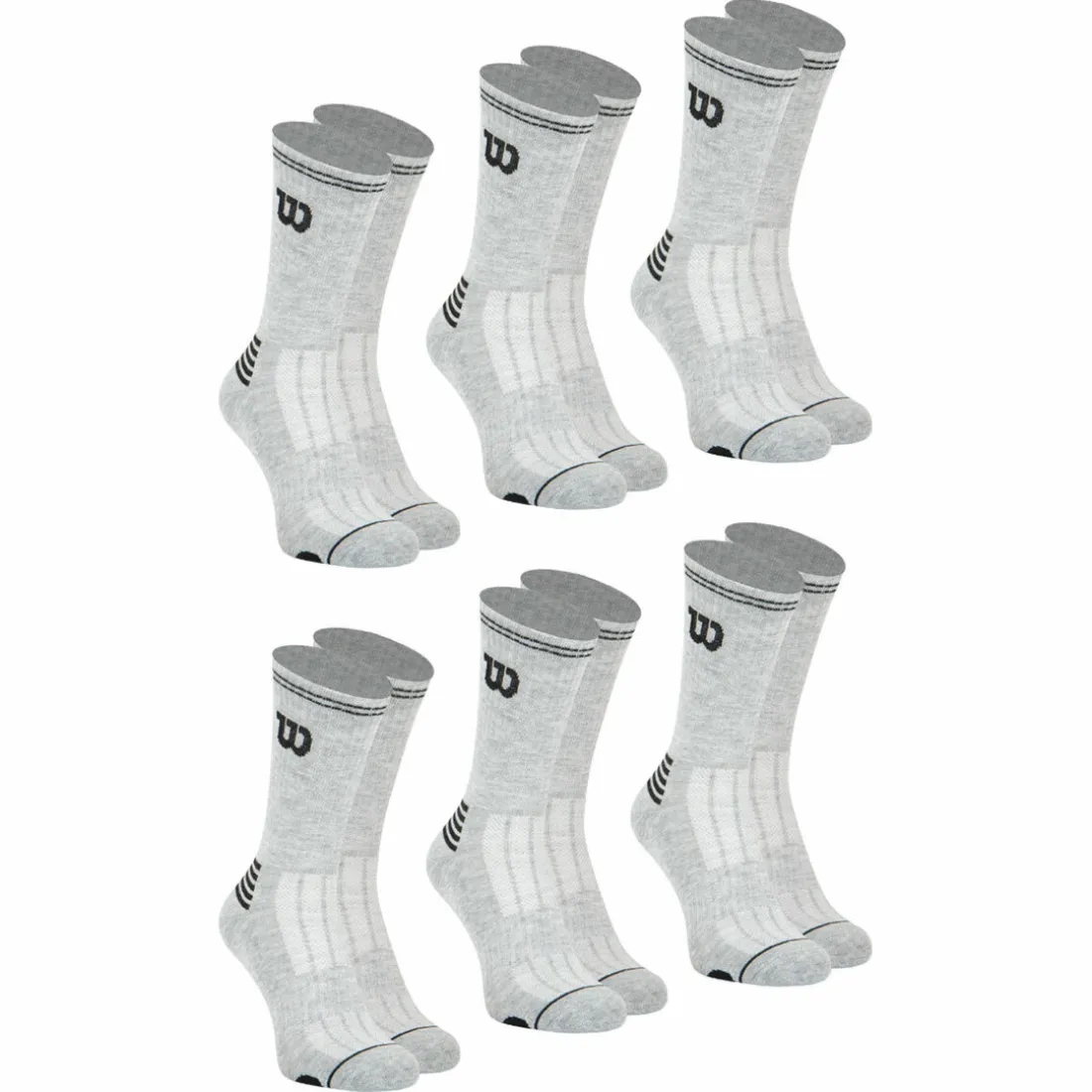 Lot de 6 paires de chaussettes mi-hautes homme Essentiel Wilson gris en coton