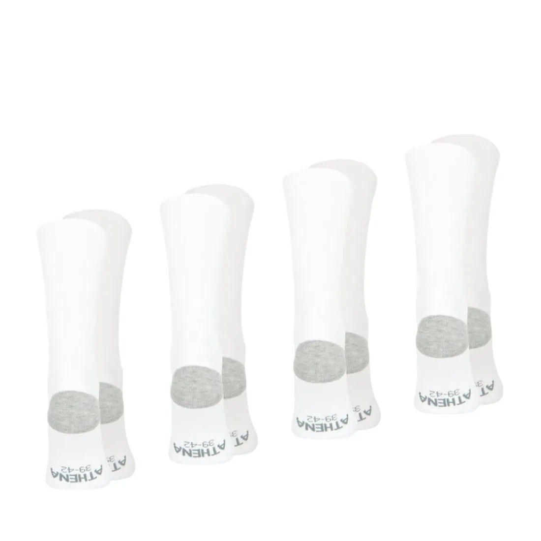 Lot de 4 paires de chaussettes mi-hautes homme Ecopack Sport Athena blanc en coton