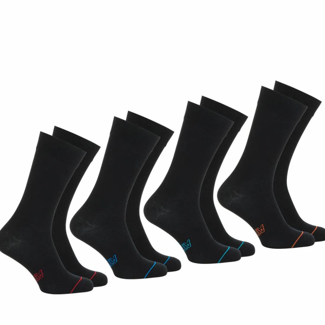 Lot de 4 paires de chaussettes hautes crew Ecopack Noir en coton